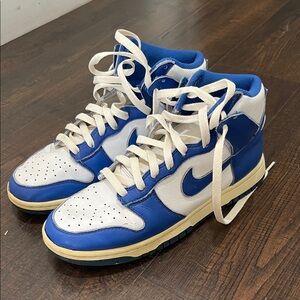 Nike Dunk Blue and White High-Top Sneakers